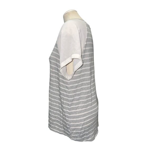 West Kei Womens Gray & White Striped Short Sleeve Raglan Top Size Large - Picture 6 of 11
